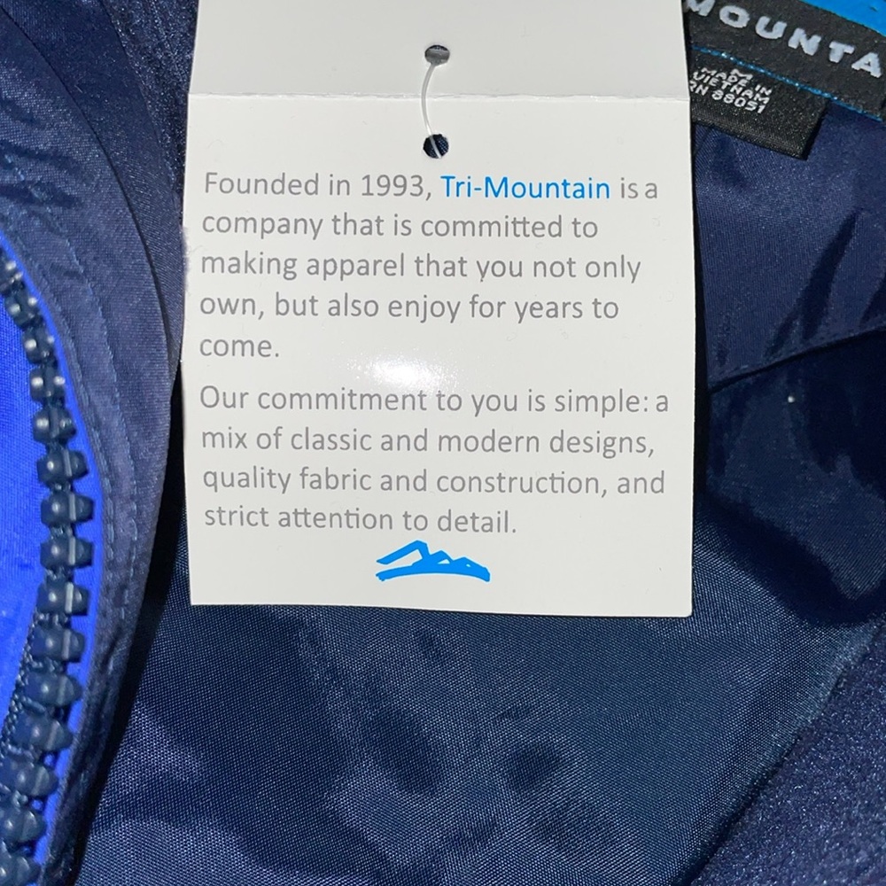 NWT TRI-MOUNTAIN MENS Blue & Black Hooded Jacket.  Size Medium - Picture 5 of 11